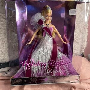 Holiday Barbie Doll in Pink and White Gown